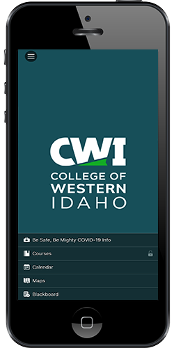 Iphone with CWI Mobile App on screen