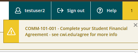 Financial Agreements Notice in Self-Service Toolkit