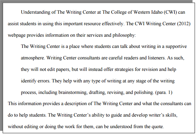 How do I format a block quote with APA formatting? | CWI