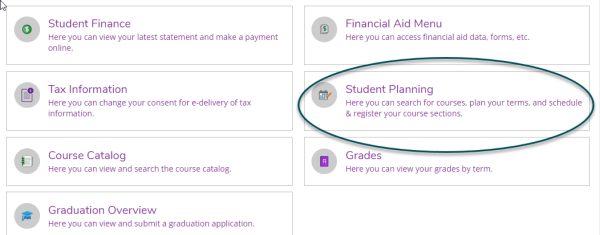 Select Student Planning link