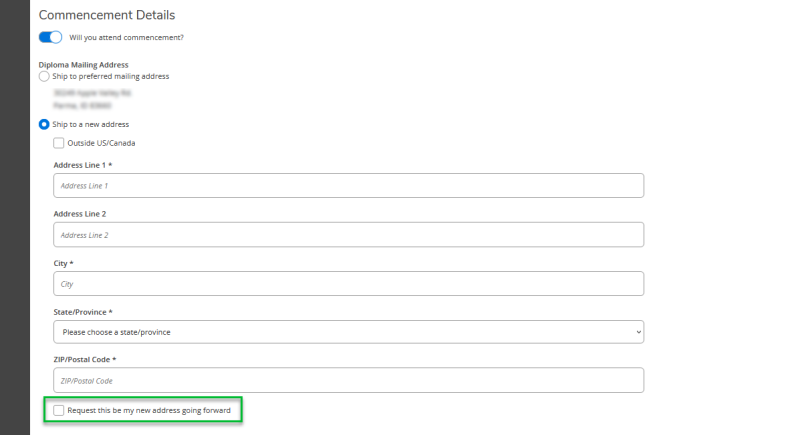 Commencement details in Student Planning.