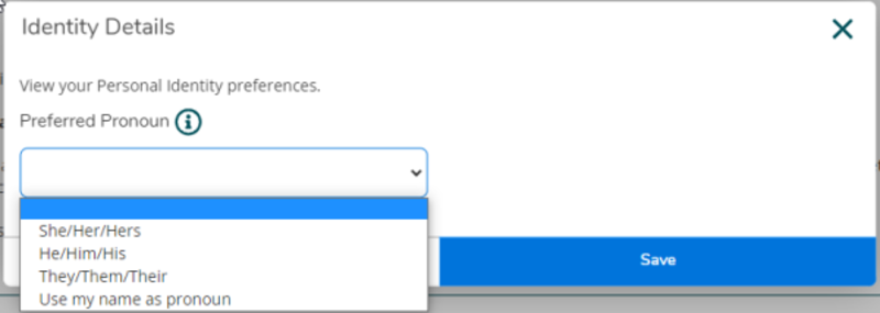 Identity Details with Drop down selection