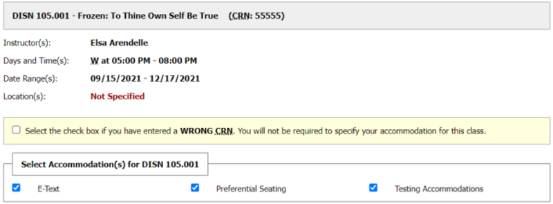 Select accommodations