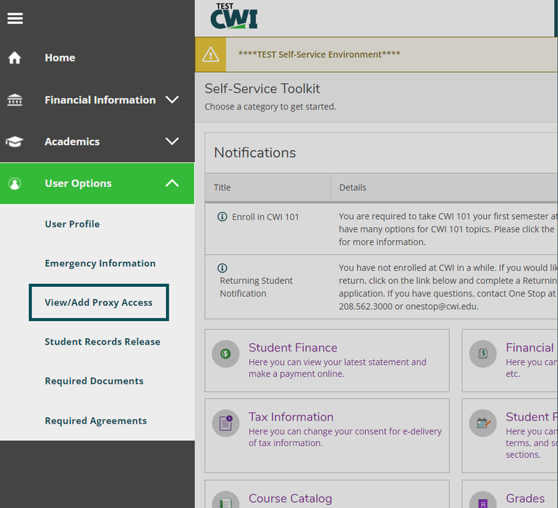 picture of navigation path to view or add a proxy