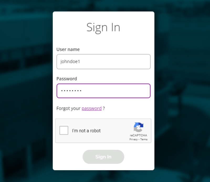 Photo of self-service login page