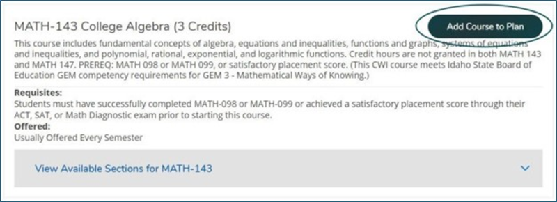 MATH-143 College Algebra course description
