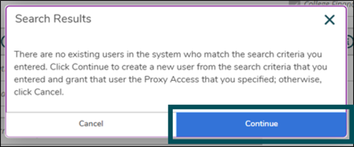 An image of search results and a note about user access