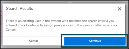 An image of search results and a note about user access