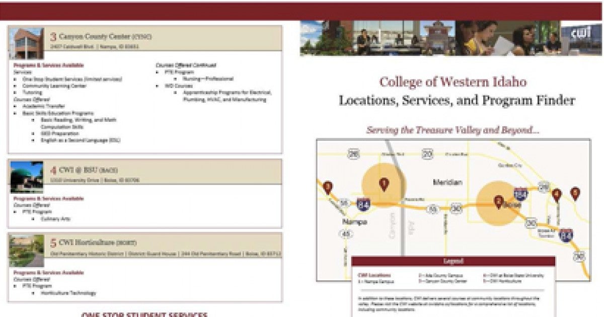 Updated Locations Brochure Available Online CWI