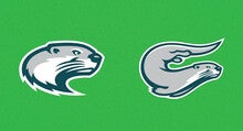 A graphic of two otters are displayed over a green background.