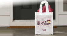 Be Safe, Be Mighty PPE kit on a doorstep