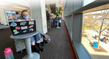 Students studying in common area at the Nampa Campus Academic Building