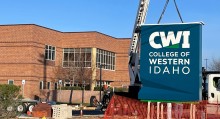 Exterior sign installation at CWI's Canyon County Center