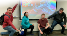 Team Robot-Unicornz, winner of Michelle Mahoney's COMM 101 class competition.