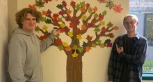  Nick Malaniak (on the left) is adding a leaf to the expert-tree while his peer, Hayden Sautebin (on the right) cheers him on.