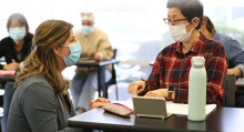 CWI instructor, Sarah Strickley, teaching a student in a classroom