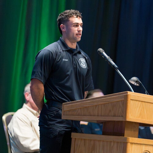 Christian Tiner addressing the audience