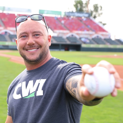 CWI graduate, Craig Petersen, threw out a ceremonial first pitch