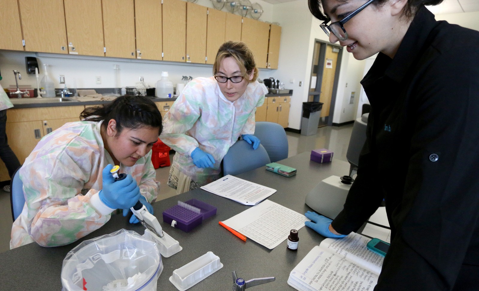 INBRE scholars work on a research project at the College of Western Idaho on May 24, 2018.