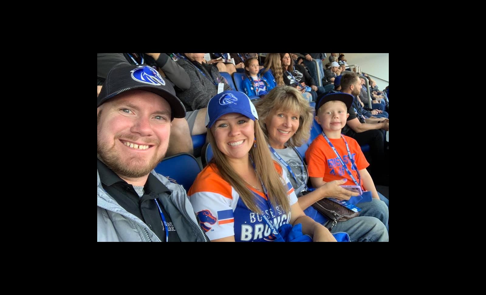 Family at a Boise State football game