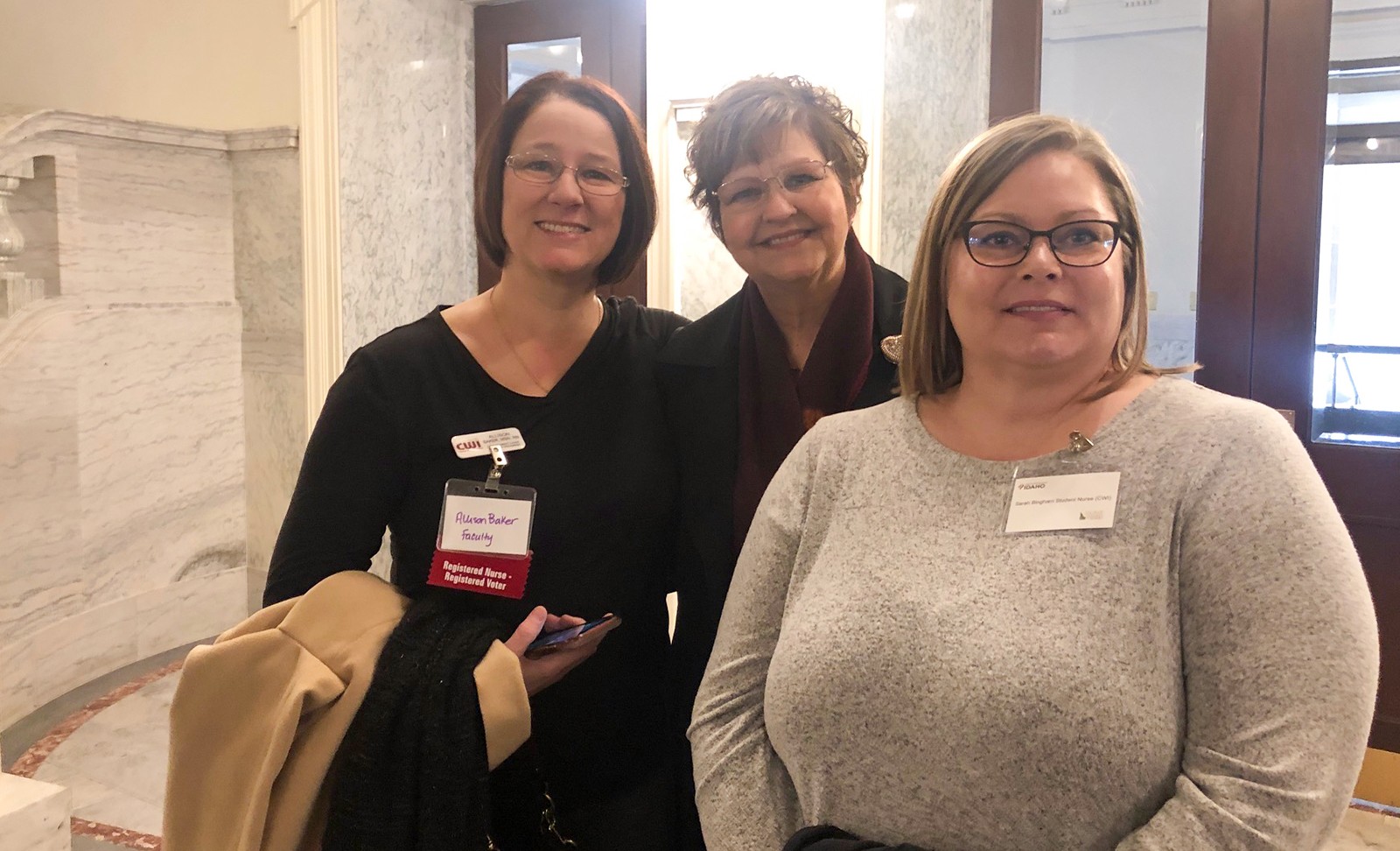 Allison Baker, name, and Sarah Bingham at Nurses Day at the Capitol on Feb. 19, 2020