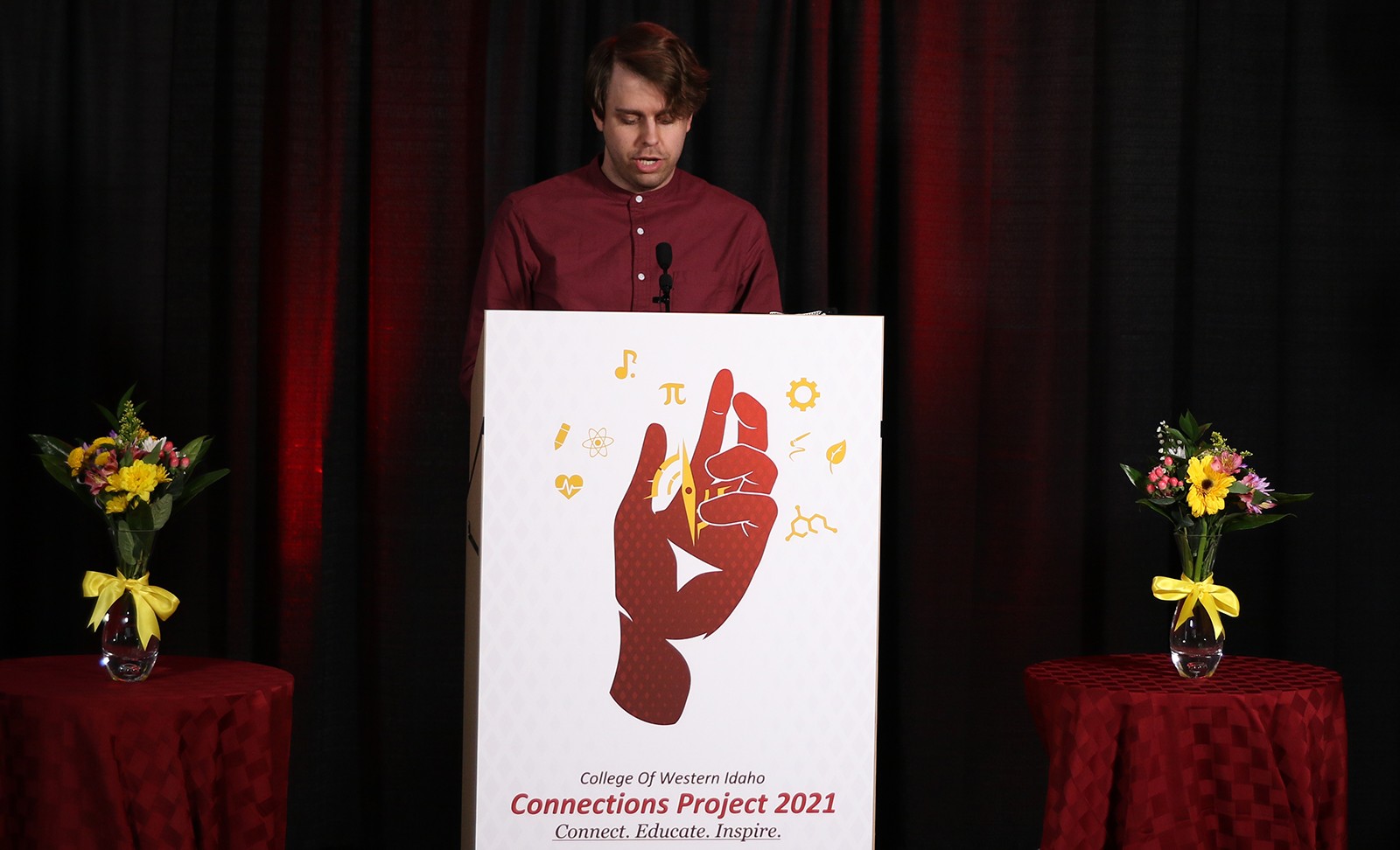 CWI student, Will Young, presenting the Connections Excellence Awards during the 2021 Connections Project event.