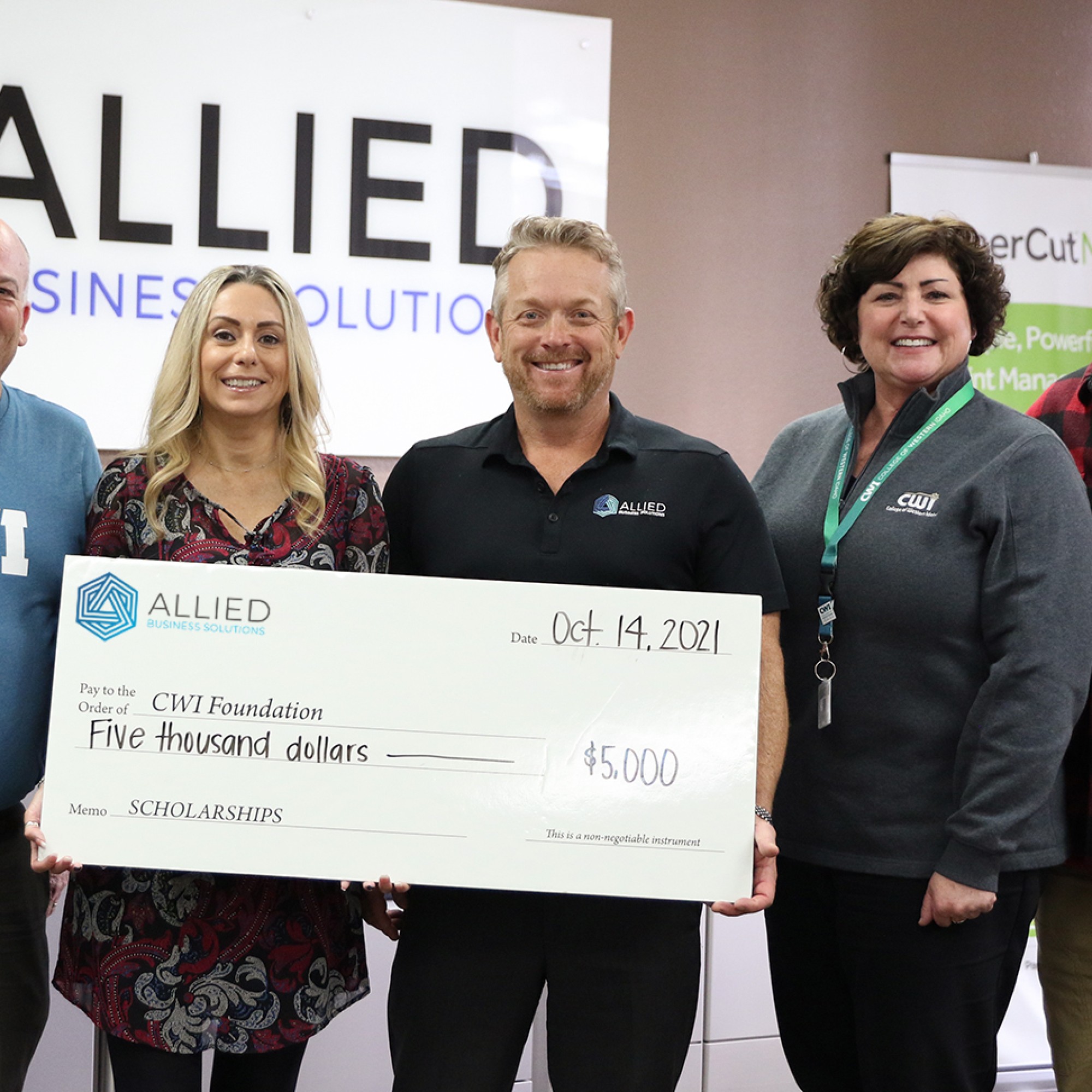 CWI Foundation receives $5,000 for scholarships from Allied Business Solutions