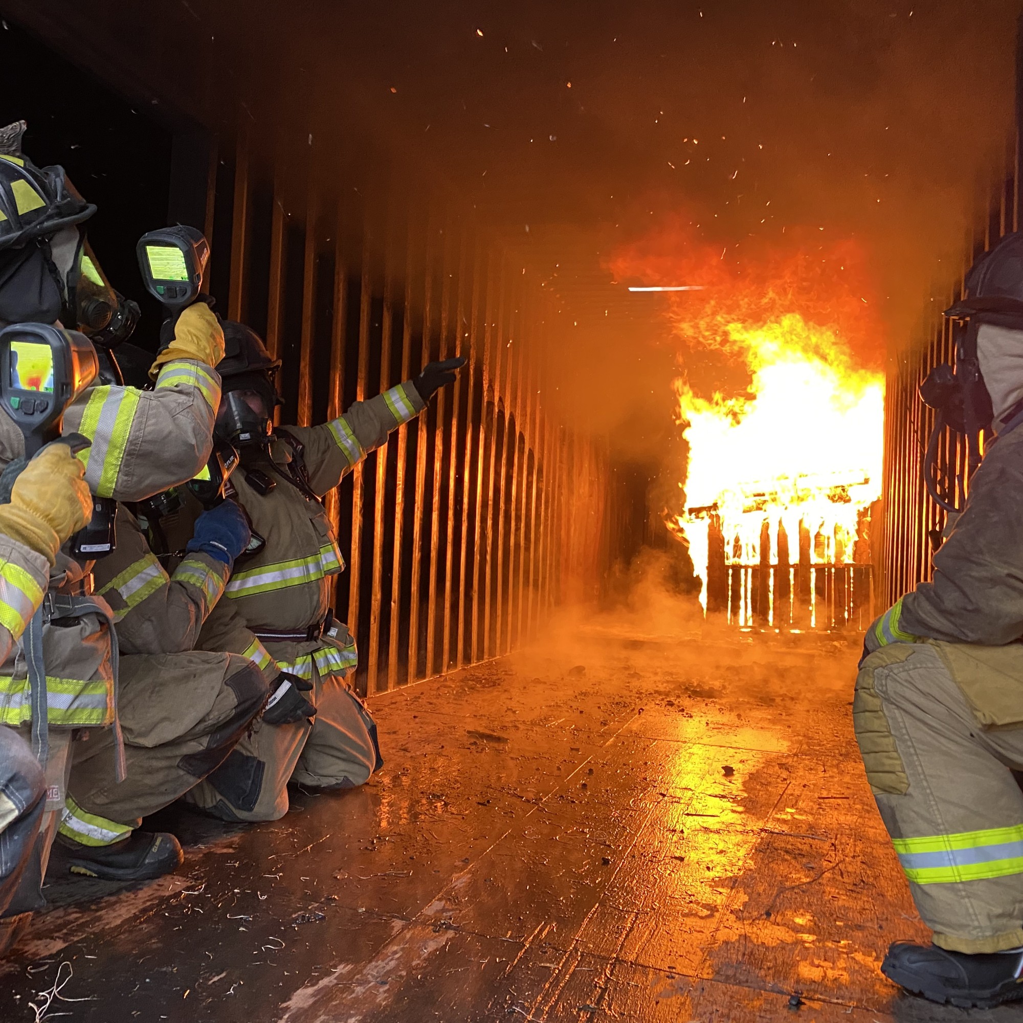 Fire Service Technology students during live fire training