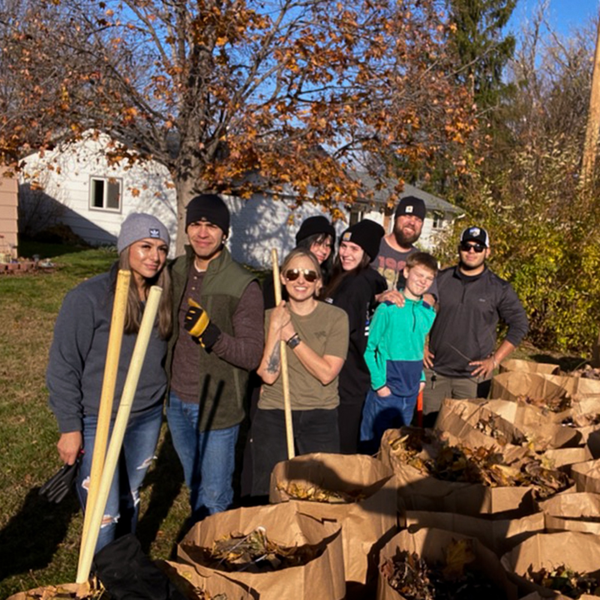 Law Enforcement students participating in Rake Up Nampa