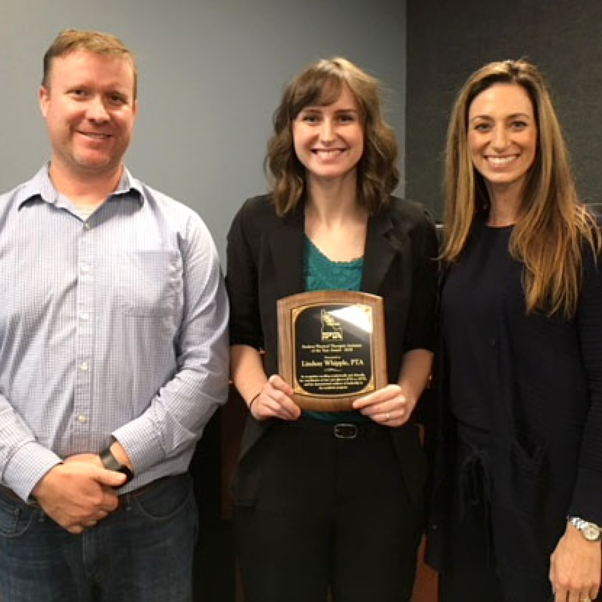 Lindsay Whipple received a PTA Student of the Year award from The Idaho Chapter of the American Physical Therapy Association.