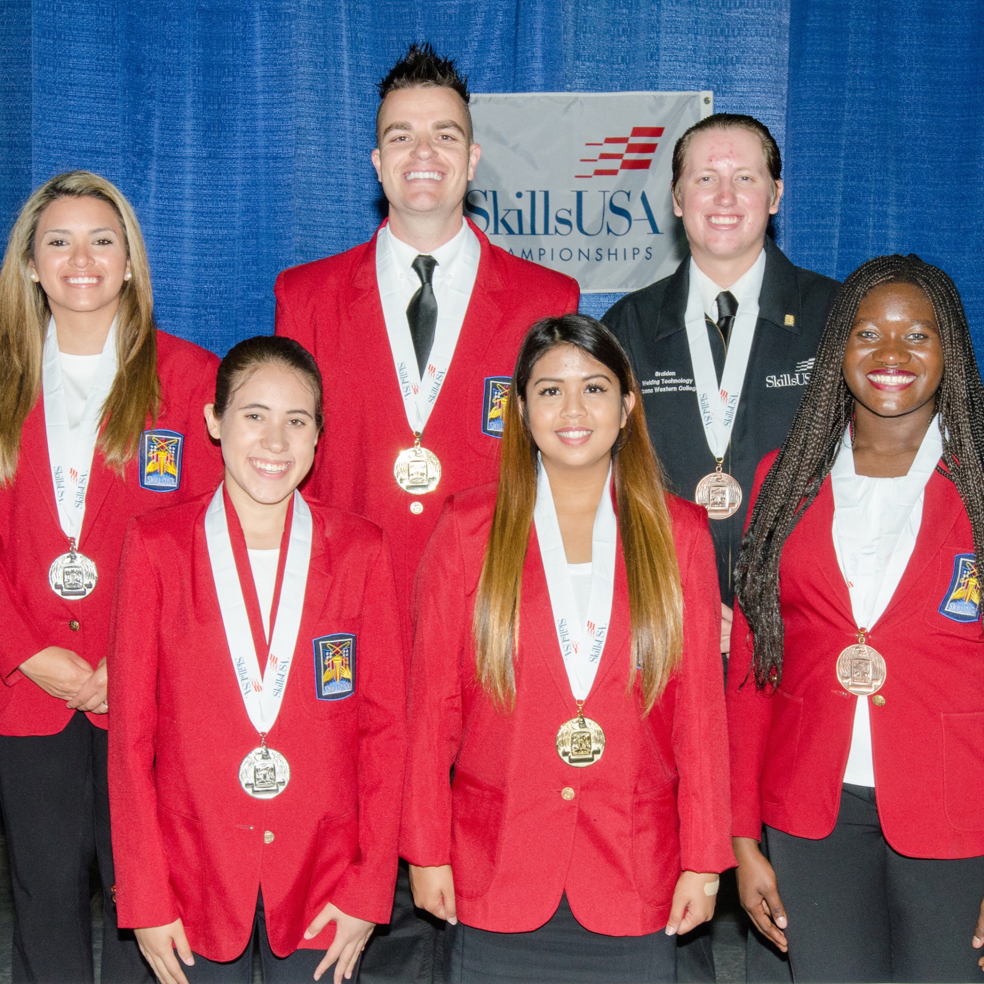 SkillsUSA students with their awards