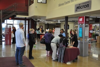 Street Team talking to students at the Micron building
