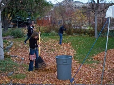 raking leaves