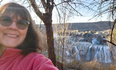 April 21-day challenge participant, Carol Crothers, at Shoshone Falls