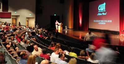 Nampa Civic Center auditorium a look at the stage behind the audience