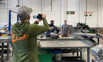 Crew filming students at the Nampa Campus Micron Education Center