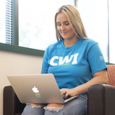 CWI student working on computer