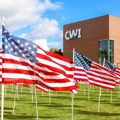 American flags at CWI