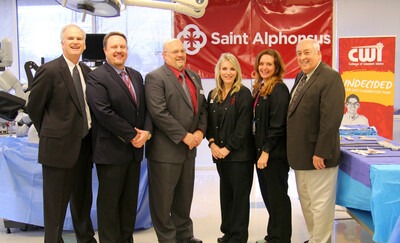 Saint Alphonsus Regional Medical Center and CWI representatives in classroom.