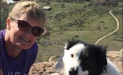 Kim Johanek on trail with her dog