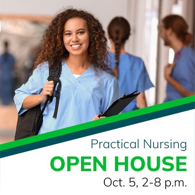 Nursing student. Practical Nursing open house, October 5, 2-8 p.m.