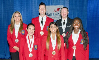 SkillsUSA students with their awards