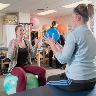 Students on yoga balls in the Physical Therapist Assistant program