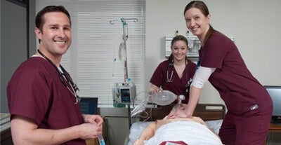 Nursing students in lab