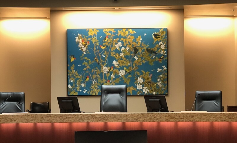 "Community", an original painting by CWI Art faculty, April VanDeGrift, on display at Boise City Hall