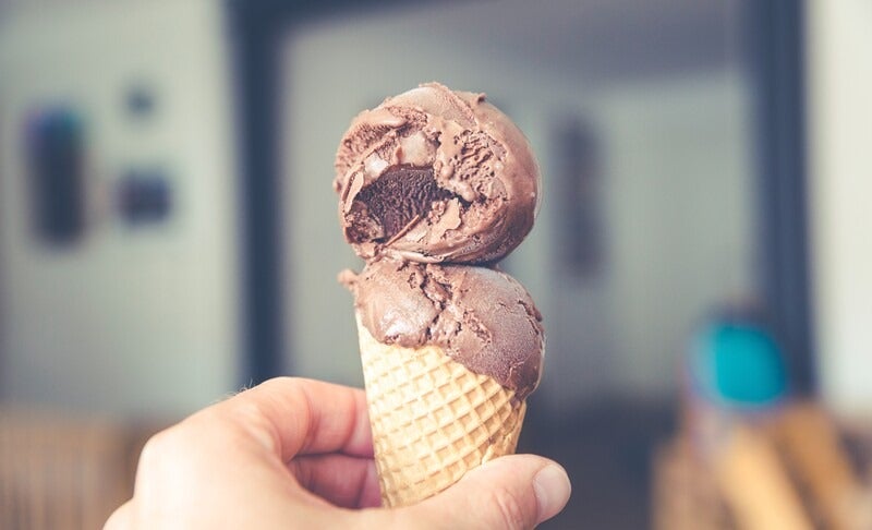 Hand holding ice cream cone