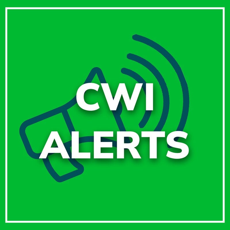 CWI Alerts with a megaphone