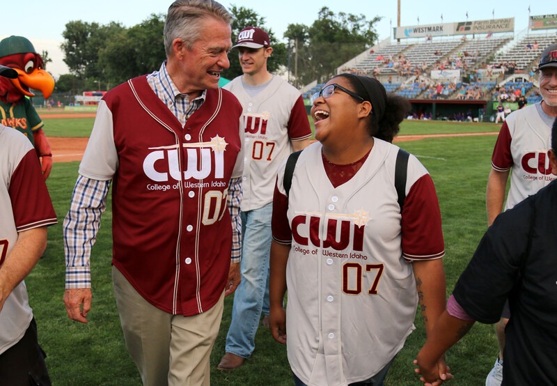 Executive Vice President, David Shellberg and Trazelle Gordon-Cooper at the CWI Nights during the Boise Hawks game