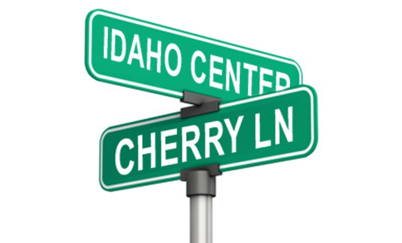 Street sign of Idaho Center and Cherry Lane