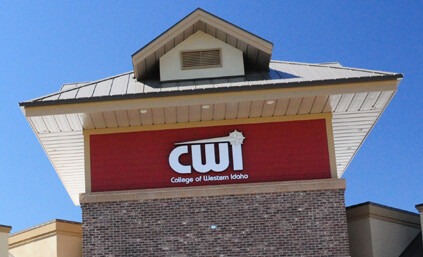 Close up of CWI logo on the Aspen building